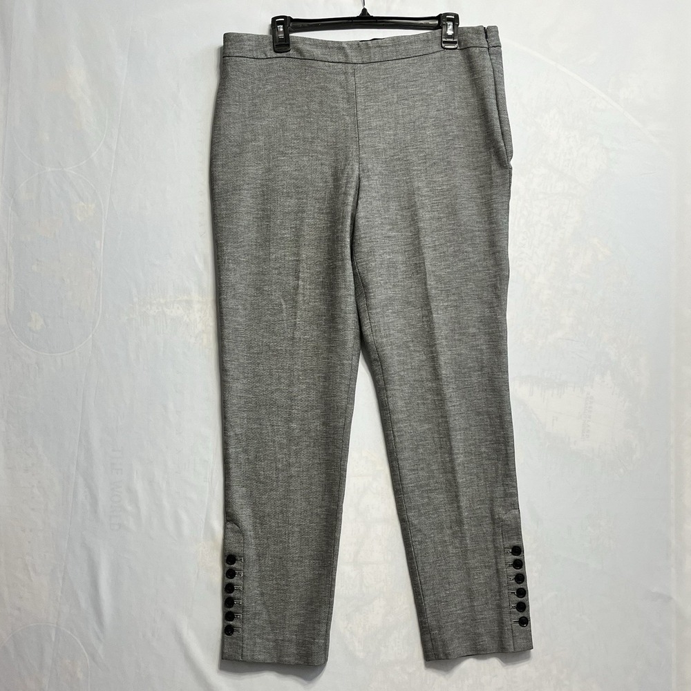 Talbots Chatham Pants, Women, 12, Gray, Tweed Ankle Button Detail